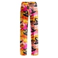 thumbnail image 6 of OIOLOYJM Halloween Womens Pajama Pants Pumpkin Witch Hat Print Wide-Leg Cute Sleep Comfy Pajama Bottoms Party Stretchy Lounge Elastic Waist Loungewear Yellow 2XL, 6 of 7