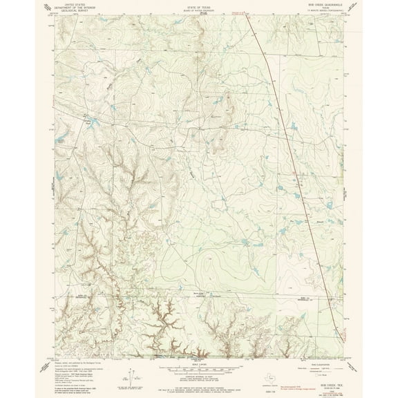Topographical Map - Bob Creek Texas Quad - USGS 1959 - 23 x 27.94 - Vintage Wall Art