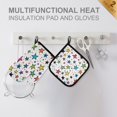 thumbnail image 4 of Yayeee Oven Mitts and Pot Holder Set of 4 Heat Resistant Kitchen Gloves Baking Hot Pad, Green Stars, 4 of 5