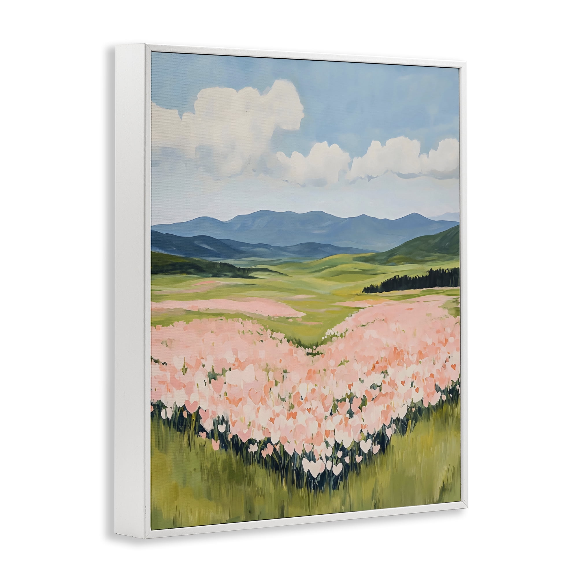 Stupell Industries Heart Shaped Flower Field White Framed Giclee Art, design by The Prints Vibe