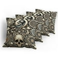 thumbnail image 5 of Ambesonne Gothic Art Throw Pillow Cover 4 Pack, Mushroom Skulls Occult, 18", Eggshell and Charcoal Grey, 5 of 7