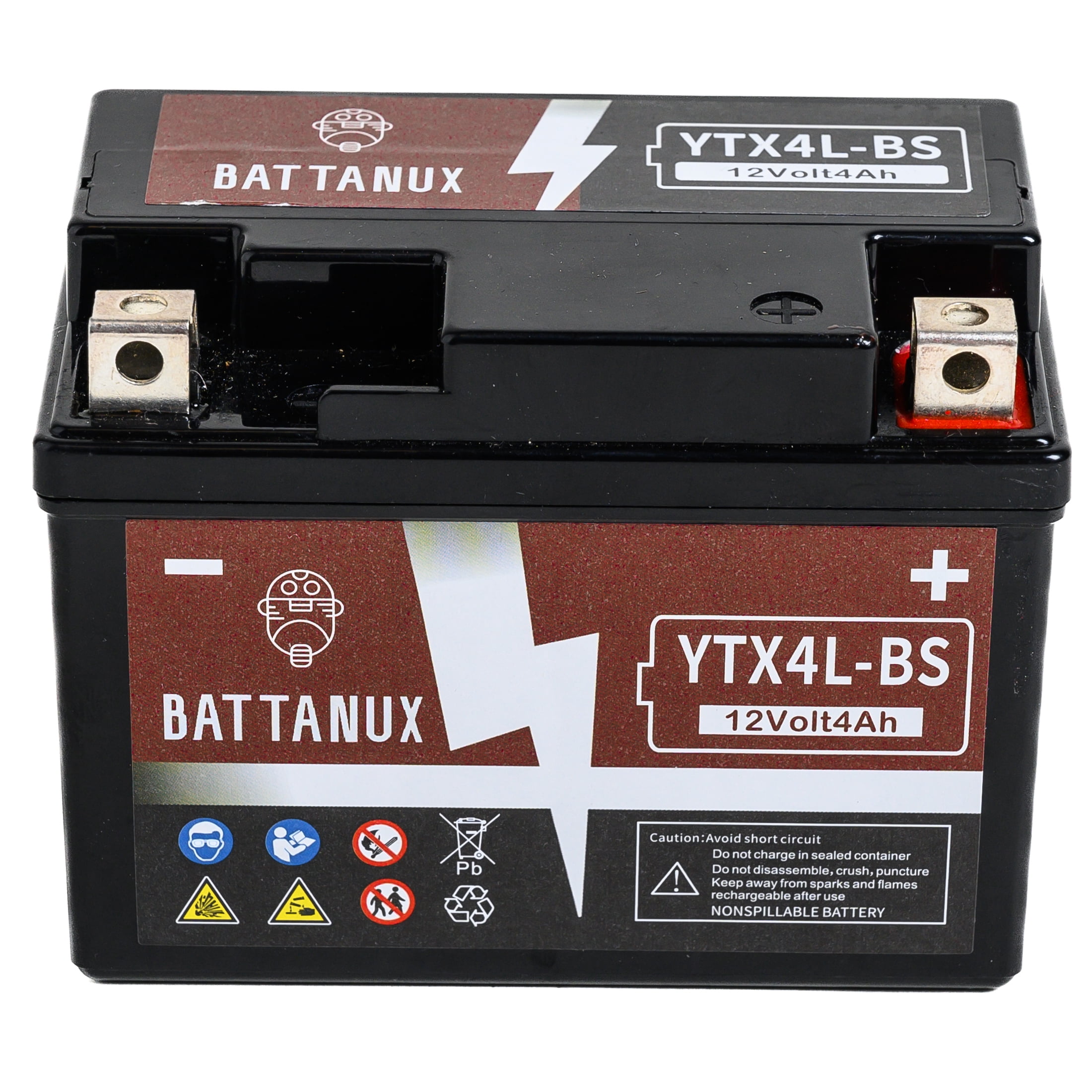 Battanux YTX4L-BS Battery & Motorcycle Battery, Sealed SLA/AGM 12V4Ah ATV/UTV/Snowmoble/Motor bike Battery Maintenance Free & No tools for installation & Advanced Technology & Environmental