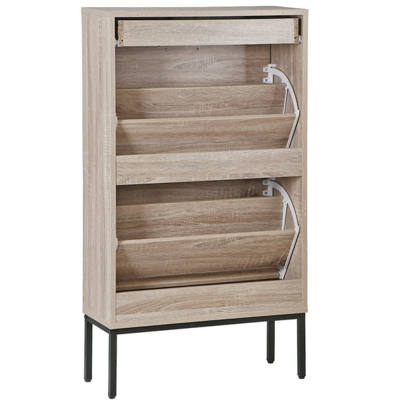 SgoodS Shoe Storage Cabinet Slim Hidden Shoe Racks with 2 Flip Drawers For Entryway