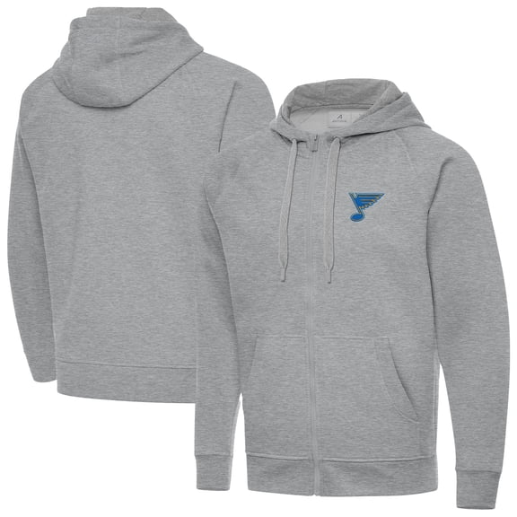 Men's Antigua Heather Gray St. Louis Blues Victory Full-Zip Hoodie