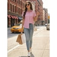 thumbnail image 6 of MOYIKO Short Sleeve Summer Tops for Women Casual Button Down Shirts Striped Business Work Blouses, 6 of 7