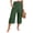 Army Green, variant on Wide Leg Capri Linen Pants for Women Loose Summer Ruffles High Rise Elastic Casual Cropped Bottom with Pockets