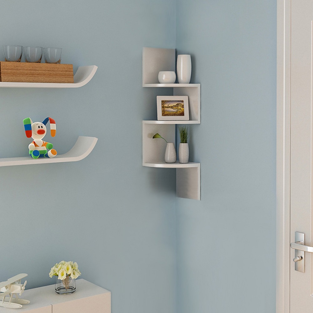 Buy Corner Shelves 3 Tier Wall Mounted Corner Shelf Zig Zag Floating
