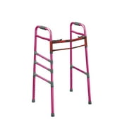 Drive Medical Two Button Universal Folding Walker Pink, 38-1/4" H x 21-3/4" W x 15-3/4" D, 28" - 38" (Walker Height), 300 lb, Lightweight, 1 Count
