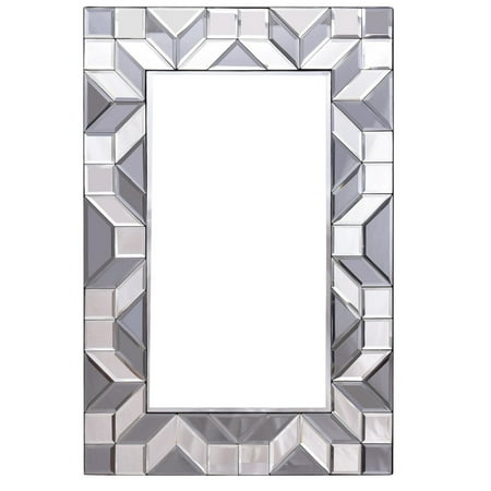 Gymax Rectangle Wall Mirror Silver Frame Glass Barthroom