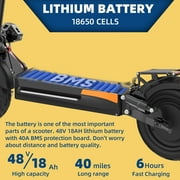 SMATEIGHT Foldable Adults Electric Scooter, 48V 2400W E-scooter with Seat, 40MPH & 40Miles, 10 Street Tires Dual Disc Brake, Full Suspension