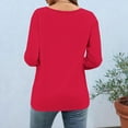 thumbnail image 5 of Lenpel Women's Tunic Tops 3/4 Length Sleeve Crew Neck Solid Color Pleated T Shirts Casual Basic Tees Soft Trendy Blouses(Red,Large), 5 of 7