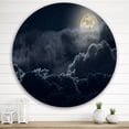thumbnail image 2 of Designart 'Cloudy Full Moon Night With Stars' Nautical & Coastal Circle Metal Wall Art 36x36 - Disc of 36, 2 of 5