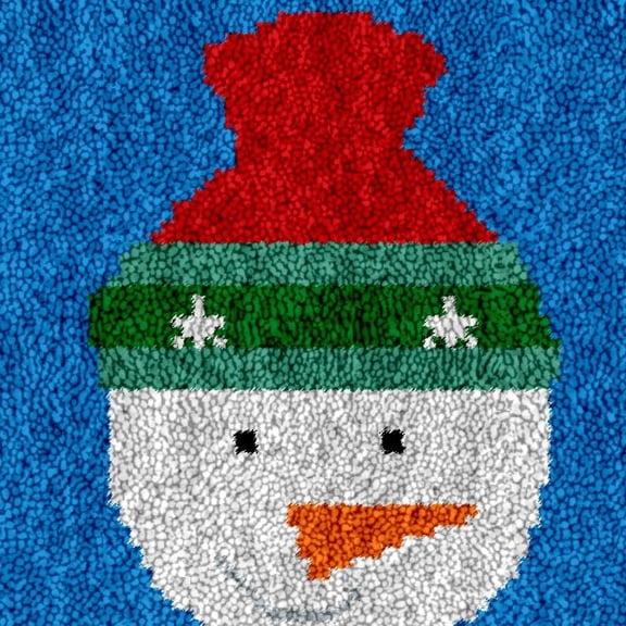 Cartoon Red Mushroom Latch Hook Rug Kits for Kids Beginner with Printed Canvas Crochet Yarn Embroidery Mini-Carpet Hook and Latch Kit Easy Children Craft 30x30cm