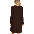 thumbnail image 4 of Women's A-Line Round Neck Long Sleeve Pockets Lightweight Solid Mini Midi Dress, 4 of 5