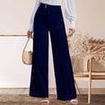 thumbnail image 4 of Htigea Womens Straight Leg Dress Pants High Waisted Button Pleated Business Trousers Solid Color Office Work Commute Pant Navy M, 4 of 8
