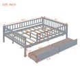 thumbnail image 2 of Bellemave Full Daybed with Storage and Fence, Wooden Full Size Platform Bed with Rails and 2 Drawers, Low Loft Bed Frame for Teens (Gray), 2 of 7