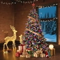 thumbnail image 4 of GarveeHome 7.5ft Frosted Flocked Pencil Christmas Tree with Pine Cones, Warm White Lights 8 Modes, Automatic Hinged Branches, Metal Stand, PE & PVC, 4 of 8