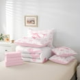 thumbnail image 4 of Pink Bow Comforter Set Queen,Initial Letter N Chic Romantic Bedding Set,Princess Style Bowknot Love Hearts Girly Fairy Bed Set 7 Pieces(Comforter+Fitted+Flat Sheet+Pillowcase+Pillow Cover), 4 of 5