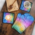 thumbnail image 5 of Rainbow Tie Dye Cloud Pattern Kitchen Oven Mitt and Pot Holder Sets 2 Pcs for Baking, Cooking and Grilling, Heat Resistant Up To 392 °F, 5 of 7