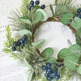 thumbnail image 6 of pdqouc 4 Inch Holiday Blueberry Candle Wreath; Christmas Candle Rings Wreaths Center Winter Wedding Decor Rustic Candle Rings Set with Artificial Blue Berry Leaves Needle, 6 of 9