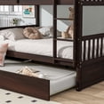thumbnail image 5 of Leumius Full Over Full Size Bed Frame with Trundle, Ladder and Guardrails, Convertible to 2 Full Size Beds, Rubber Wood Bed with Twin Size Trundle for Boys Girls Espresso, 5 of 9