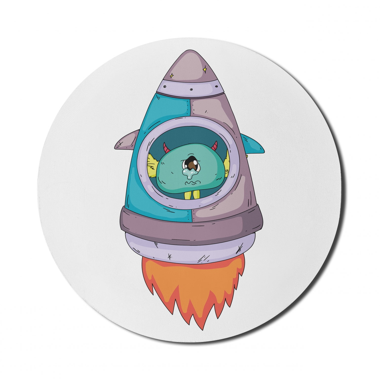 Alien Mouse Pad for Computers, Upset Little Cartoon Character Sitting ...