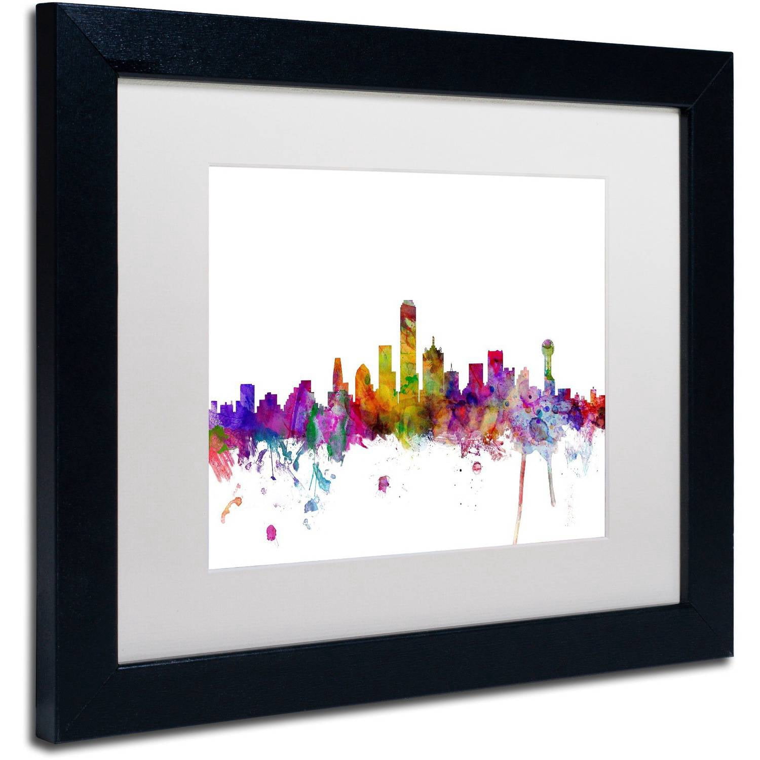 Trademark Fine Art 'Dallas Texas Skyline' Canvas Art by Michael Tompsett, White Matte, Black Frame
