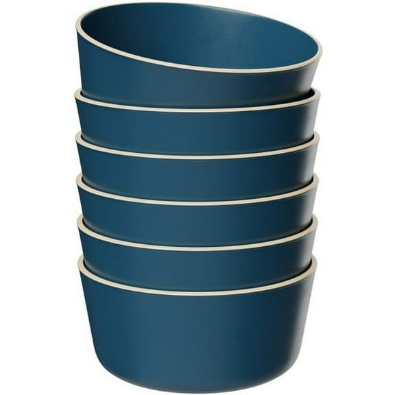 Kook Dinner Bowls Generously Sized, Set of 6, Navy Blue