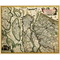 thumbnail image 2 of Visscher 17x15 Black Ornate Wood Framed with Double Matting Museum Art Print Titled - South Holland Netherlands - Visscher 1681, 2 of 4