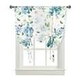 thumbnail image 3 of Blue Watercolor Flowers Vintage Window Curtain Tie Up Curtains for Kitchen Living Room Adjustable Rod Pocket Drapes, 3 of 6