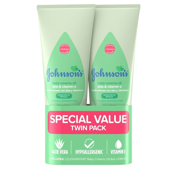 Johnson's Creamy Oil Moisturizing Baby Lotion, 8 fl. oz, Twin Pack