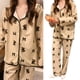 thumbnail image 4 of Conjunto de pijama de manga larga para mujer, ropa de dormir de dos piezas con botones y estampado de dibujos animados bonitos para cachorro en casa de primavera M, 4 of 8