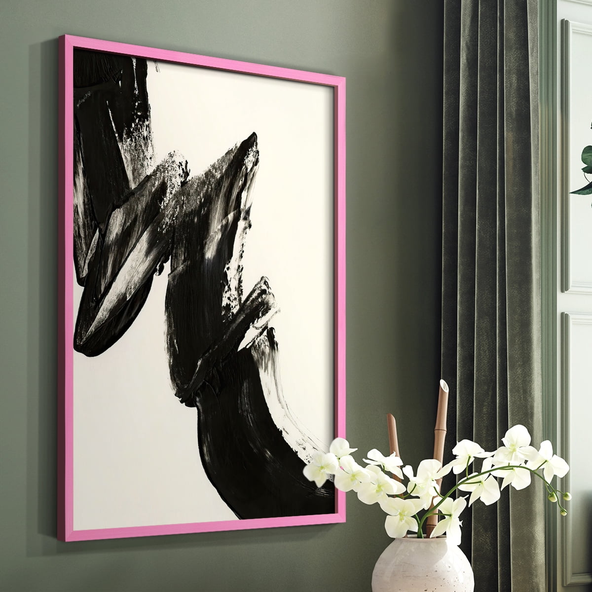Black Expression II in Pink Solid Wood 8 x 10 Framed Print