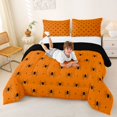 thumbnail image 3 of Homewish Simple Halloween Spider Full Size Comforter Sets,Tiny Bug Print Bedding Comforter Set,Orange Black,Black Reversible,3 Pieces,1 Comforter and 2 Pillowcases, 3 of 7