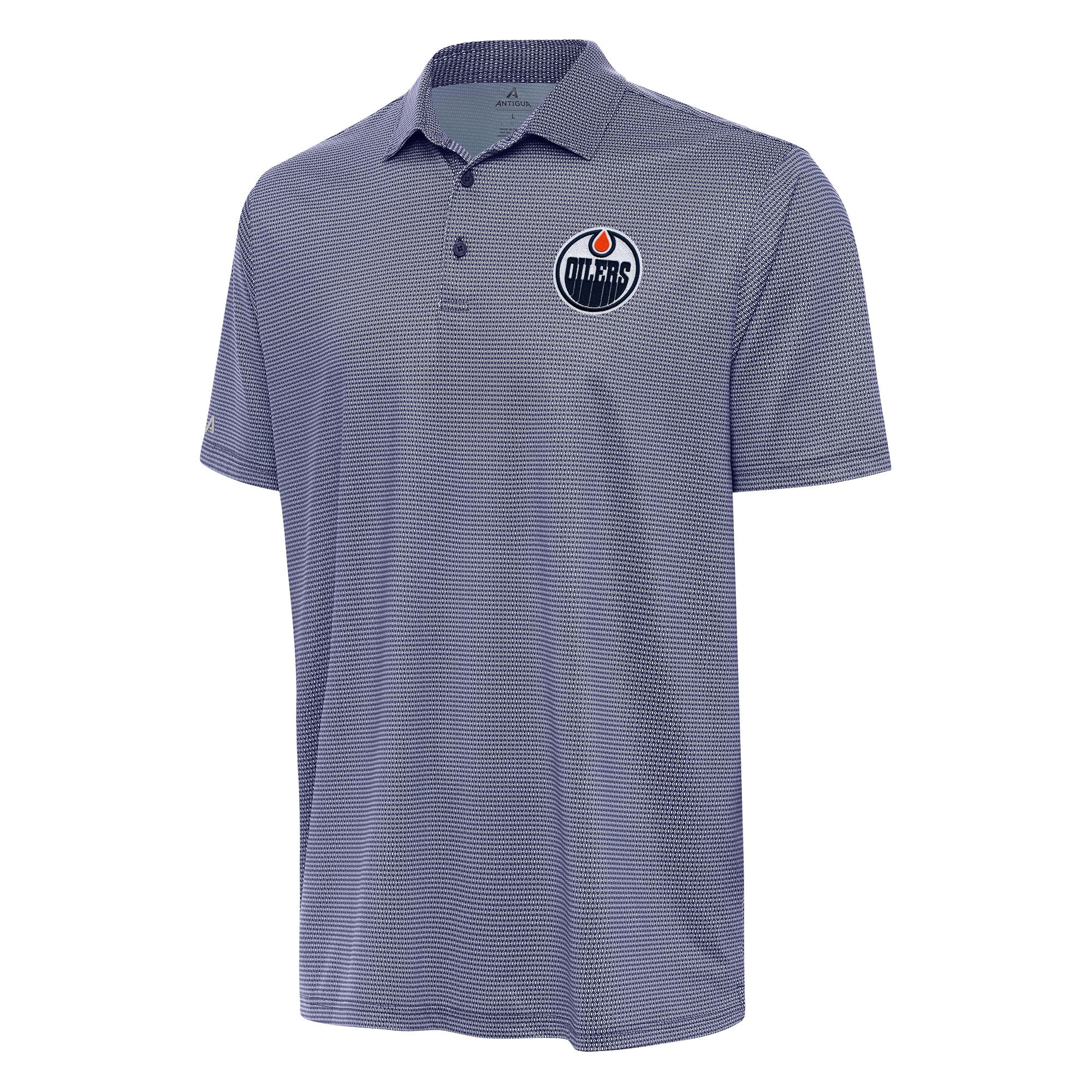 Men's Antigua Navy/White Edmonton Oilers Rings Polo