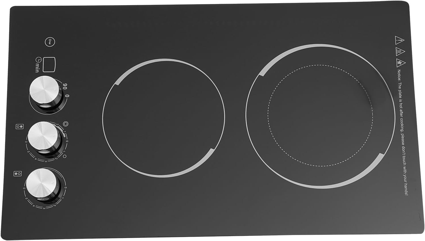 2 Burner Electric Cooktop, 20 Inch Touch Control Electric Stove Top with 5 Heating Level & Overheat Protection, Child Lock, 1 Waterproof Tape, Countertop/Embedded Mount Electrics Stovetop Burner