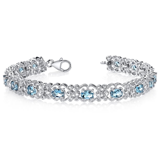 Oravo 8.5 ct Oval Shape London Blue Topaz Tennis Bracelet in Sterling
