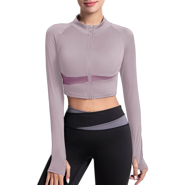 Veste Courte pour Femmes, Haut Décontracté Sportif à Manches Longues et Col Rond en Noir, Imitation Rayonne Légère, Lavable en Machine, Convient à la Taille