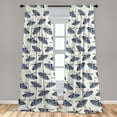 thumbnail image 2 of Moth Drawing Window Curtains, Jungle Vibes Winged Animal With Floral Design Wings Minimalist, Lightweight Decor 2-Panel Set with Rod Pocket, Pair of - 28"x63", Dark Sky Blue Off White, by Ambesonne, 2 of 3