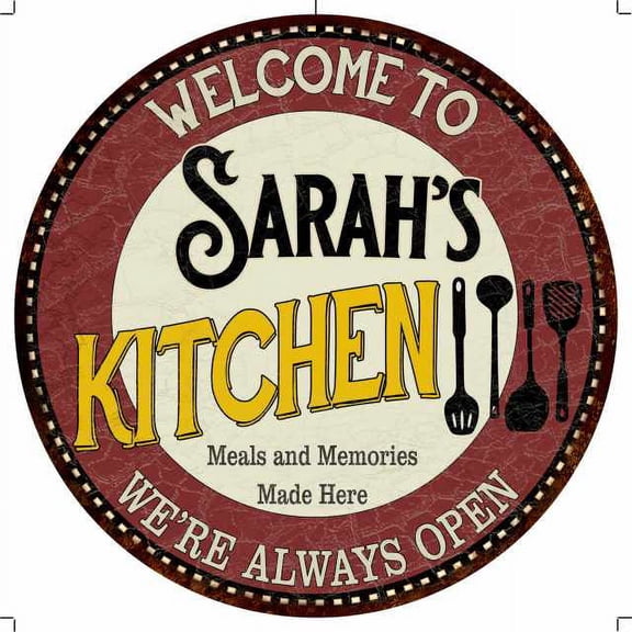 Sarah's Kitchen 14" Round Metal Sign Bar Game Room Wall Decor 100140040025