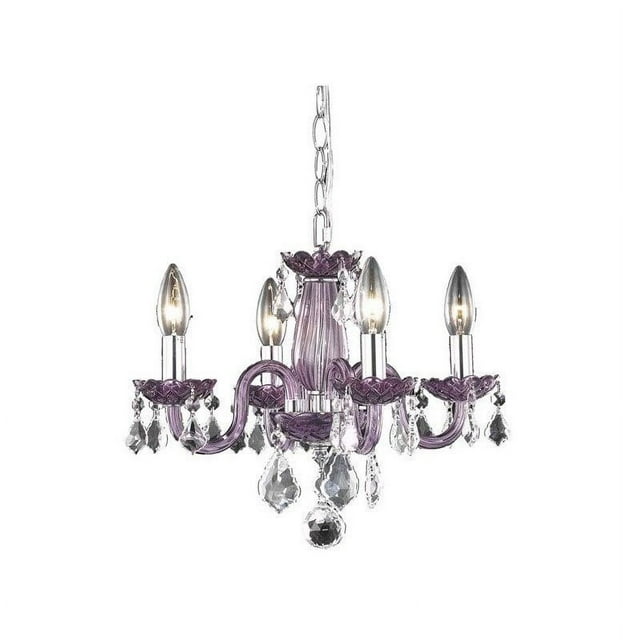 Elegant Lighting Rococo Lustre Royal en Cristal 15 Pouces 4 Lumières Violet