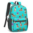 thumbnail image 2 of Boxer and Pizza Blue Pattern 17" Waterproof Oxford School Backpacks for Teens, S-Shape Padded Straps, for School, Travel, Hiking, Camping, 2 of 5