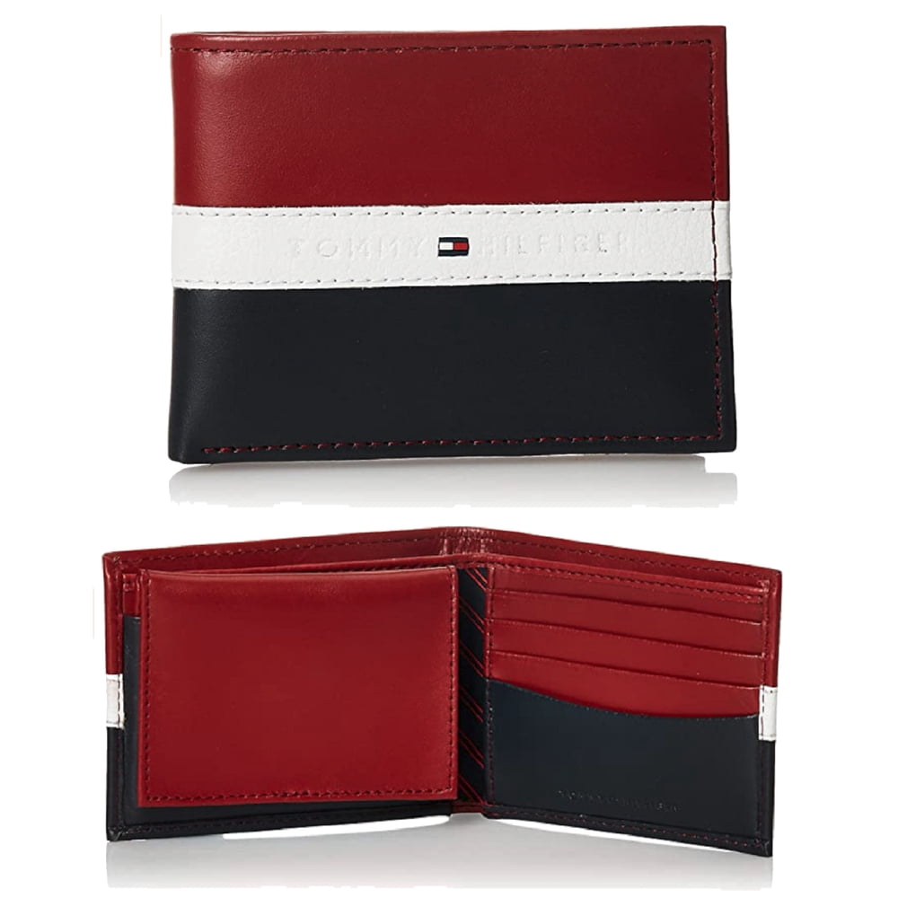 Tommy Hilfiger Men's Tommy Hilfiger Tri Color Matte Leather Bifold RFID Protection Wallet