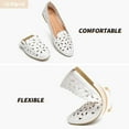 thumbnail image 3 of EXNOVFC Women's Floral Ballet Flats for Women Black Beige Slip On Flowers PU Leather Round Toe Dress Shoes, 3 of 13