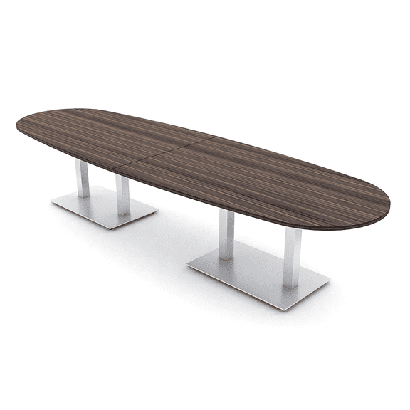 12 Person Boat Oval Powered Conference Table With Square Metal Bases