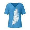 thumbnail image 3 of Pompotops Mode T-shirt Décontracté à Manches Courtes Col en V pour Femmes Été, 3 of 7