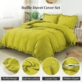 thumbnail image 2 of BedDecor 100% Egyptian Cotton Ruffle Trim Fringe Duvet Cover Set: Elegance with a Delicate Touch |King/California King, Yellow, 2 of 5