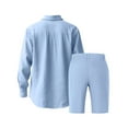 thumbnail image 4 of NAFUU Men's 2 Pieces Outfits Linen Sets For Men Long Sleeve Button Down Shirt And Drawstring Waist Shorts Summer Casual Beach Outfits Stylish Sweatsuit Outfits, 4 of 4