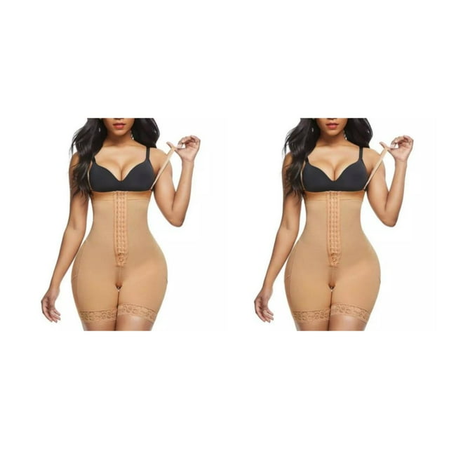 Qarigey Body levantador de Control de glúteos y caderas, ropa adelgazante, ropa moldeadora de cintura alta, bragas, corsé plano, monos Beige S 2Conjunto