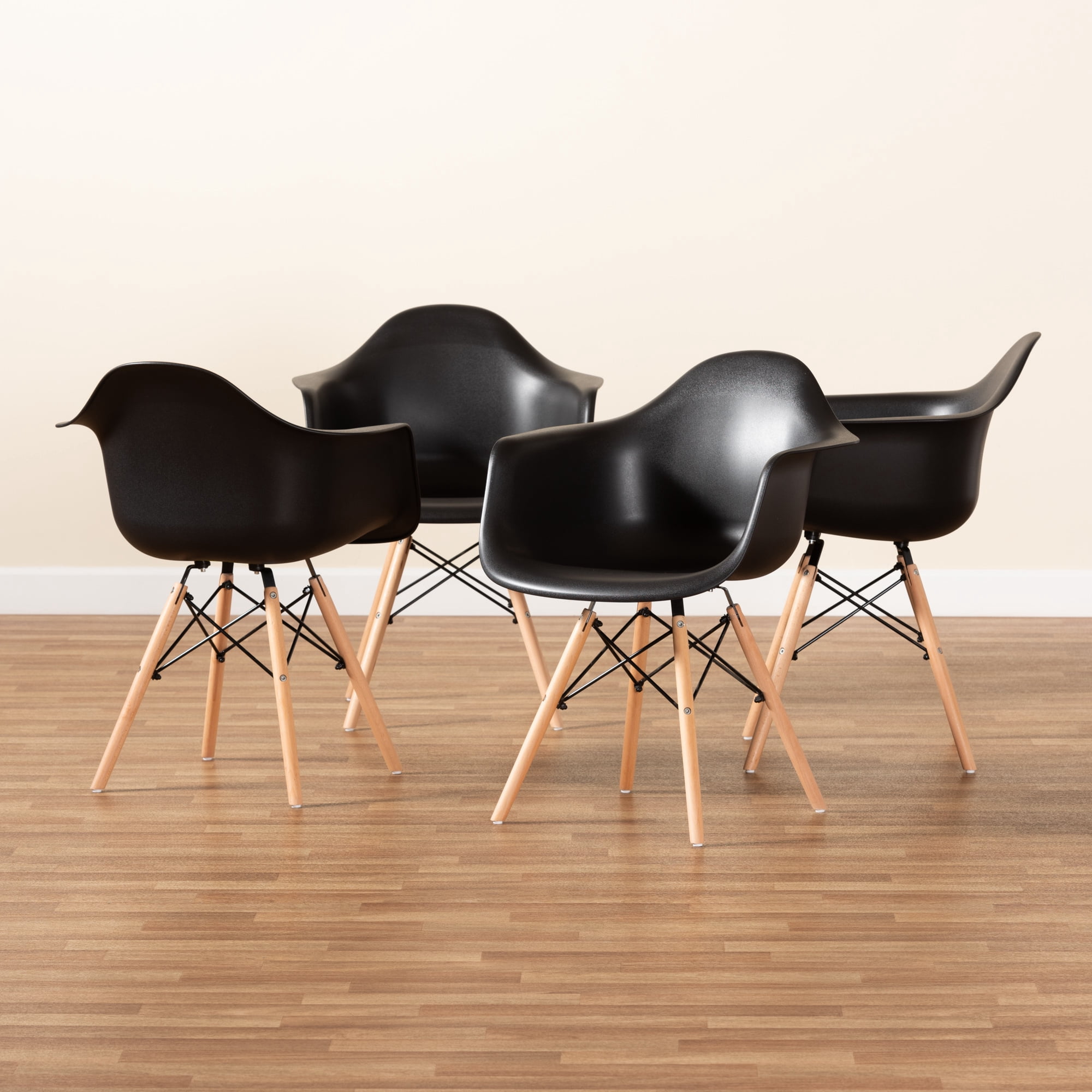 Baxton Studio Galen Dining Chair, Set of 4, Black